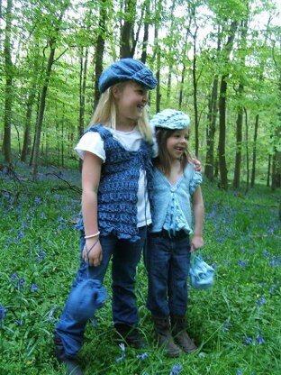 "Bluebell" Waistcoat with Baker Boy Cap and Posy Bag