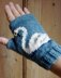 Swan fingerless gloves