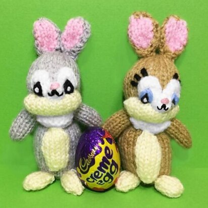 Thumper and Miss Bunny Creme Egg Choc Cover - knitting pattern