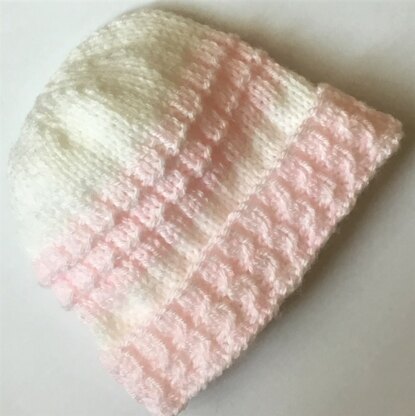 Pink and White baby beanie