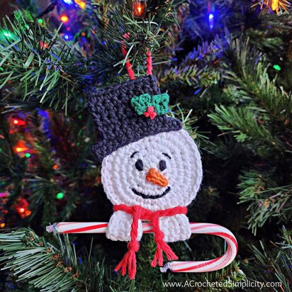 Snowman Candy Cane Holder Ornament