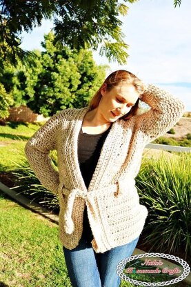 Chunky Belted Crochet Cardigan