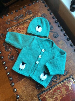 Baby Sheep Cardigan and Hat