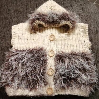 Baby Knitting Pattern GILLET & FUR BOOTS 3-6mths & 6-9mths