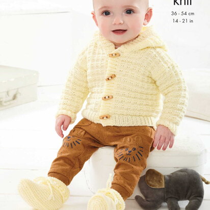 Crossover Cardigan, Hooded Jacket, Bootees and Blanket Knitted in King Cole Baby Safe DK - 5769 - Downloadable PDF