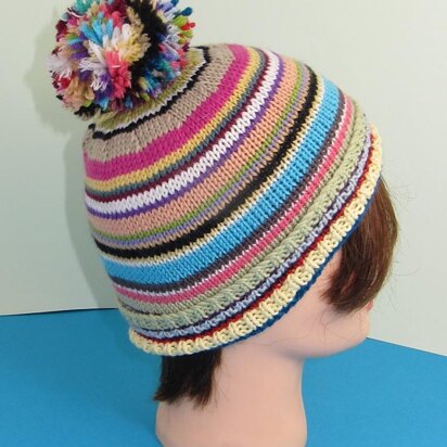 Random Stripe Bobble Beanie Hat