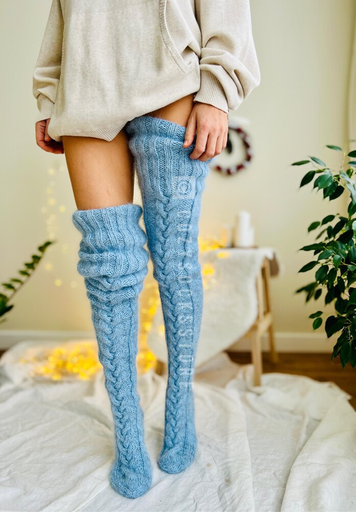 Thigh high outlet knit socks outfit