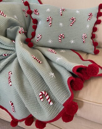 Candy Cane Christams blanket and matching cushion