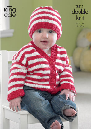 Baby Cardigan and Hat in King Cole Cottonsoft DK - 3511