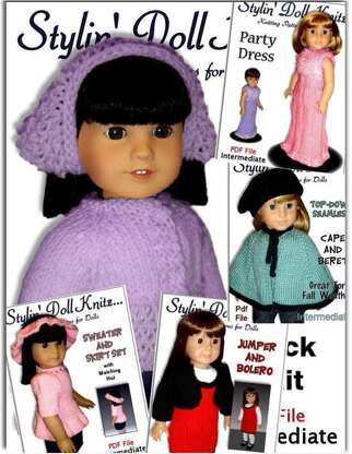 5 pdf knitting Patterns, Fit American girl Doll, 18 inch (Gotz) 04