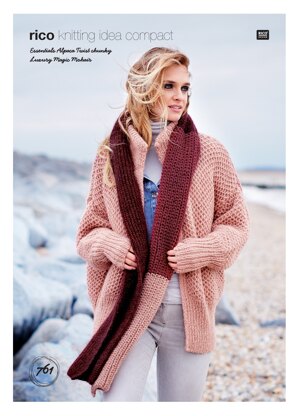 Cardigan and Scarf in Rico Essentials Alpaca Twist Chunky & Luxury Magic  Mohair - 761 - Downloadable PDF