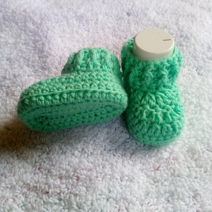 Unisex baby booties worked flat