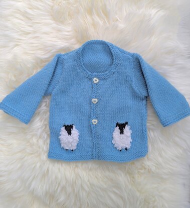 Baby Blue Sheep Cardigan and Hat