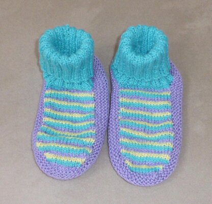 Saffron - 8ply striped slipper socks