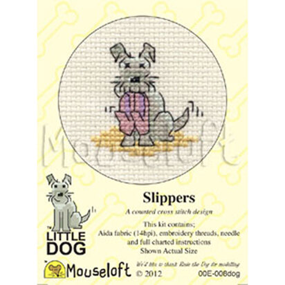 Mouseloft Slippers Little Dog Kit Cross Stitch Kit - 85 x 110 x 10