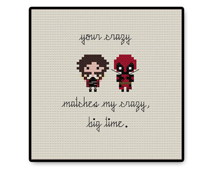 Deadpool and Vanessa In Love Bite Size - PDF Cross Stitch Pattern