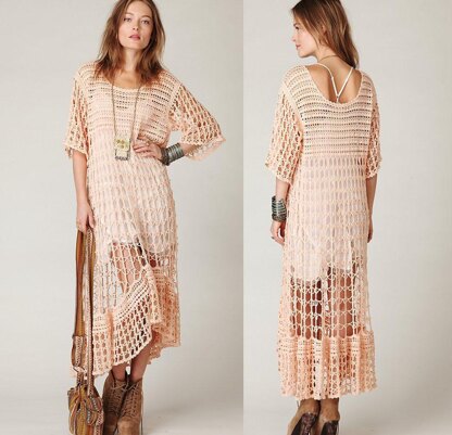 Crochet maxi summer boho dress.