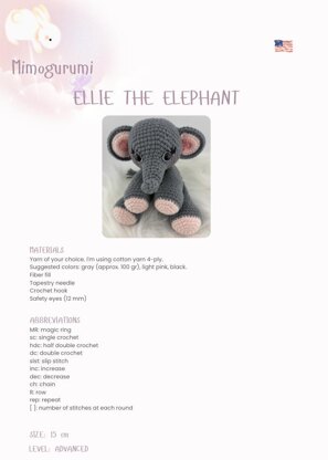 Meet Our Adorable Ellie the Elephant Amigurumi Pattern – Available in English and Portuguese