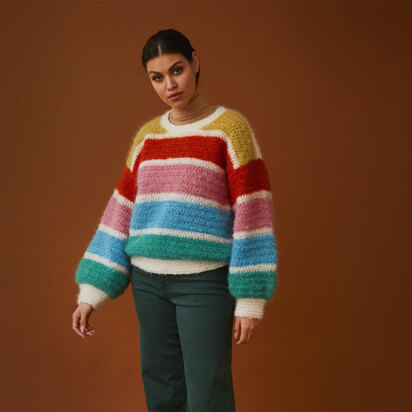 Crochet Striped Sweater - Crochet Pattern for Women in Debbie Bliss Nell by Debbie Bliss