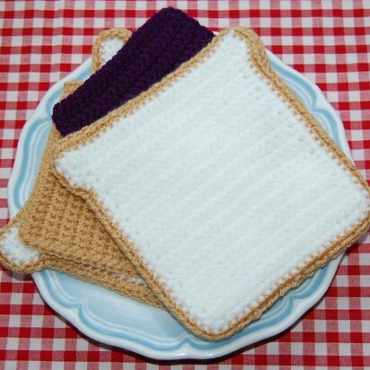 Crochet Pattern for a Peanut Butter & Jam / Jelly Sandwich - PBJ Sandwich - Crochet Food