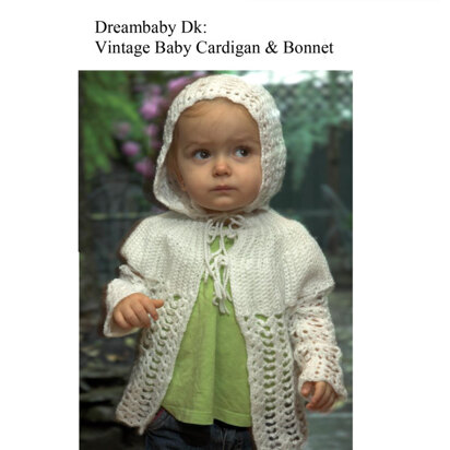 Vintage Baby Cardigan & Bonnet in Plymouth Yarn Dreambaby DK - 2397