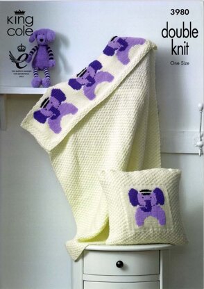 Blanket and Cushion in King Cole Comfort DK - 3980