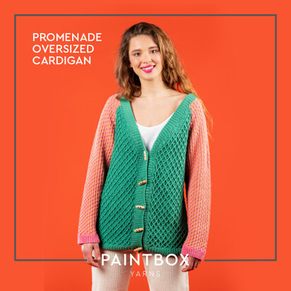 Promenade Oversized Cardigan - Free Cardigan Crochet and Knitting Pattern For Women in Paintbox Yarns Cotton DK by Paintbox Yarns