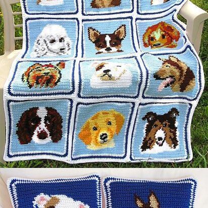 Cuddly Canines Afghan & Pillows