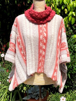 Mock Fair-Isle Poncho & Textured Cowl