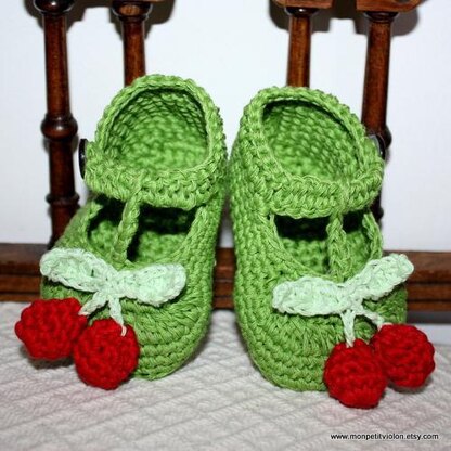 T-strap Cherry Baby Booties