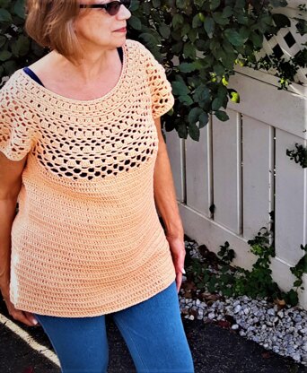 White Peach Round Yoke Tunic