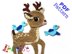 Reindeer Baby 2 with Santas Hat Birds Crochet Applique