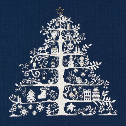 DMC Christmas Tree Blue Cross Stitch Kit - 30cm x 30cm