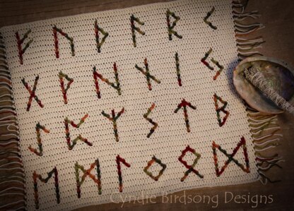 Overlay Mosaic Crochet Square - RUNES alphabet letters