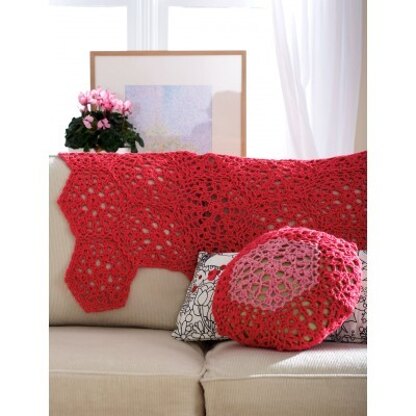 Cranberry Mousse Throw and Cushion in Patons Decor