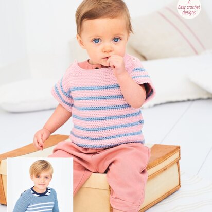 Crochet Striped Top and Sweater in Stylecraft Bambino DK - 9608 - Downloadable PDF