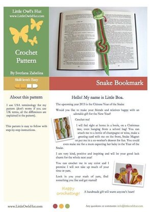 014 Snake bookmark Amigurumi Ravelry