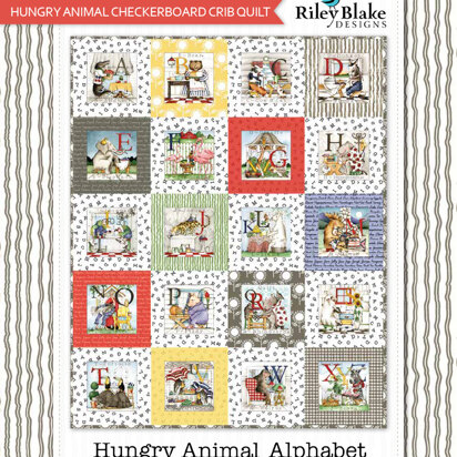 Riley Blake Hungry Animal Checkerboard Crib Quilt - Downloadable PDF