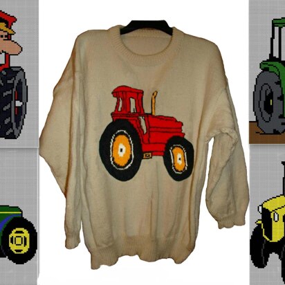 5 x Plus Size Tractor Jumper - knitting pattern