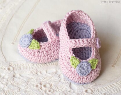 Mary Jane Rosebud Baby Booties