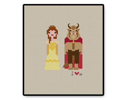 Belle and the Beast In Love Ball Gown - PDF Cross Stitch Pattern
