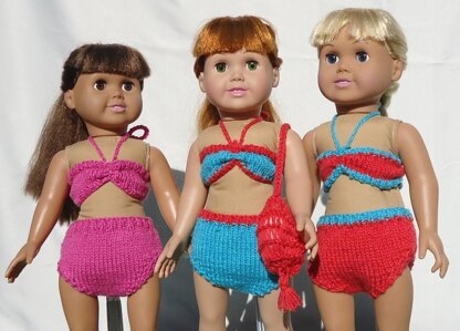 California Collection Beachwear, Knitting Patterns fit American Girl and other 18-Inch Dolls