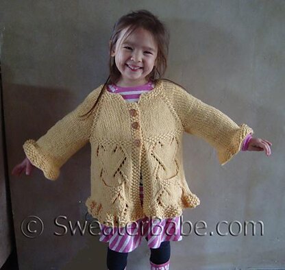 #108 Girl's Ruffled Top-Down Cardigan