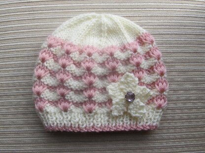 White and Pink Hat in Sizes 12 months and 2-4 years Knitting pattern by ...