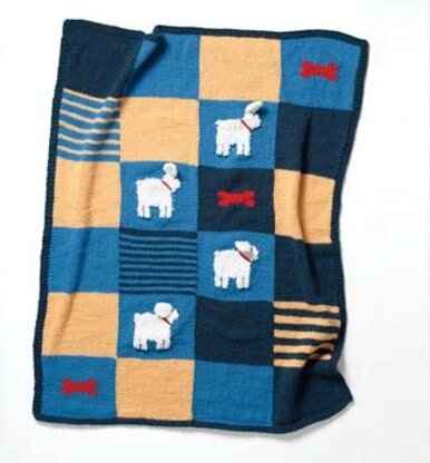 Knit Puff Doggy Blanket in Lion Brand Wool-Ease