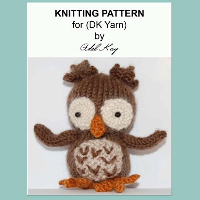 Barnaby Night Owl Bird Animal Baby DK Yarn Amigurumi Soft Toy Knitting Pattern by Adel Kay - knitting pattern