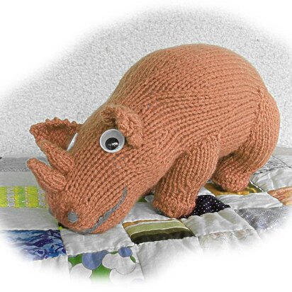 RAFIKI the RHINO toy knitting pattern by Georgina Manvell