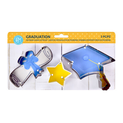 R&M Graduation 3 Pc Color Cookie Cutter Carded Set