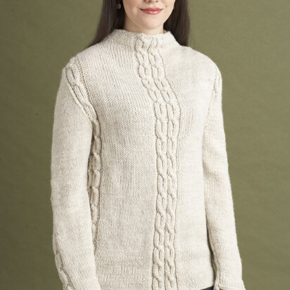 Cabled Sweater in Lion Brand Wool-Ease - 60804AD