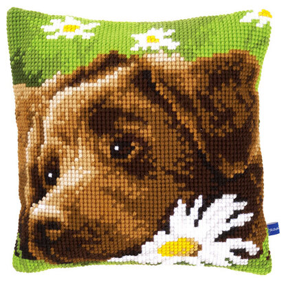 Vervaco Brown Labrador Cushion Front Chunky Cross Stitch Kit - 40cm x 40cm